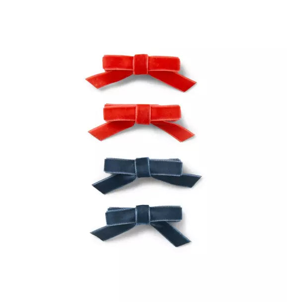 Velvet Bow Barrette Set