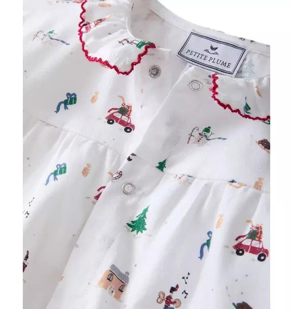 Baby's Twill Madeline Romper in Holiday Town