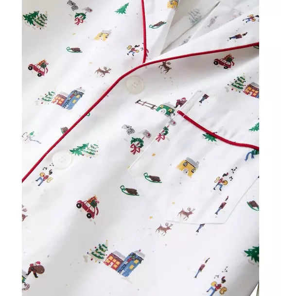 Men's Twill Pajama Set in Holiday Town