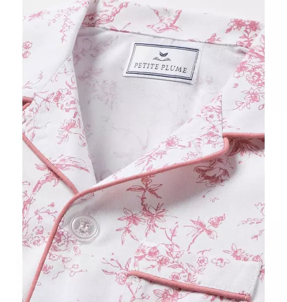 Kid's Twill Pajama Set in Pink Timeless Toile