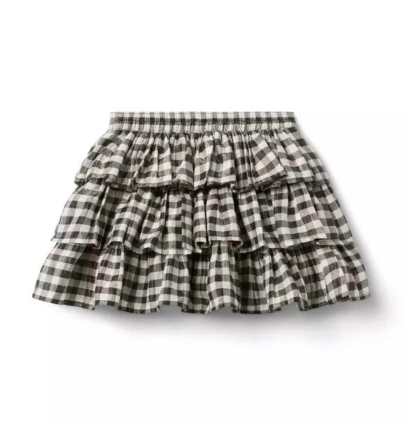 Gingham Shimmer Tiered Skirt