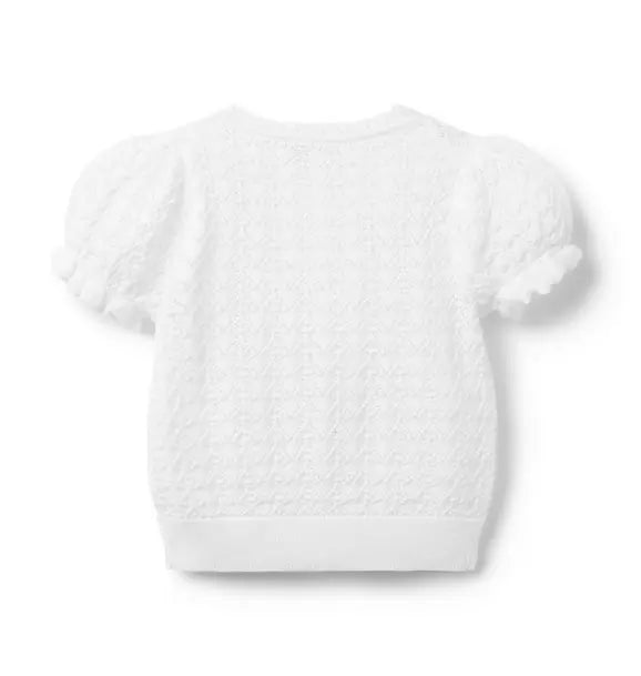 Pointelle Puff Sleeve Cardigan
