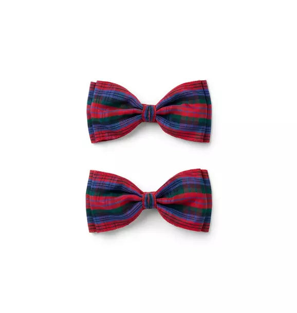 Tartan Bow Barrette Set