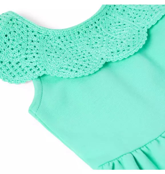 Crochet Collar Ponte Dress