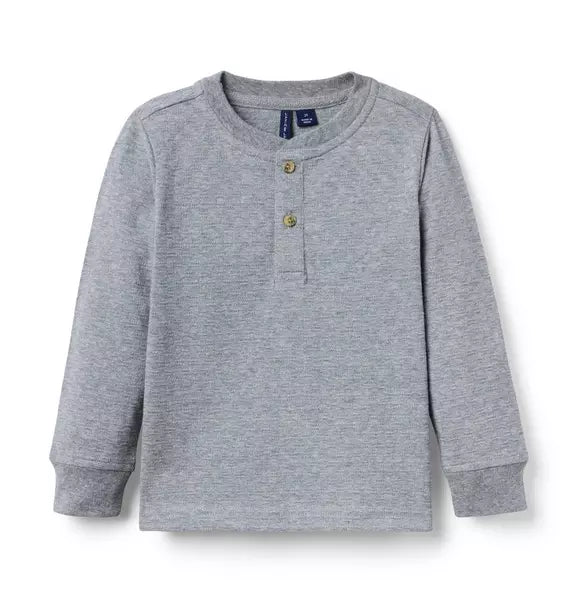 Textured Jacquard Henley Tee