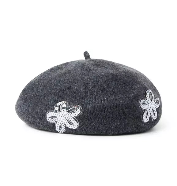 Sequin Floral Beret