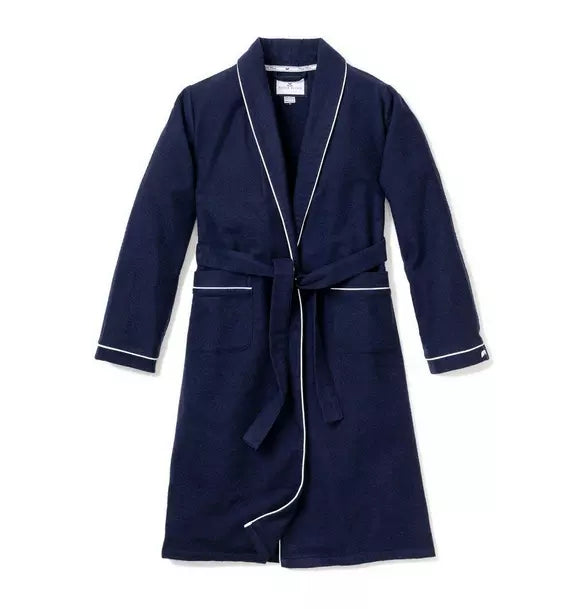 Men's Robe in Navy Flannel