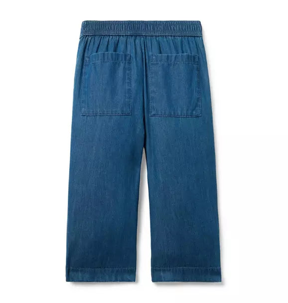 Chambray Wide Leg Pull-On Pant