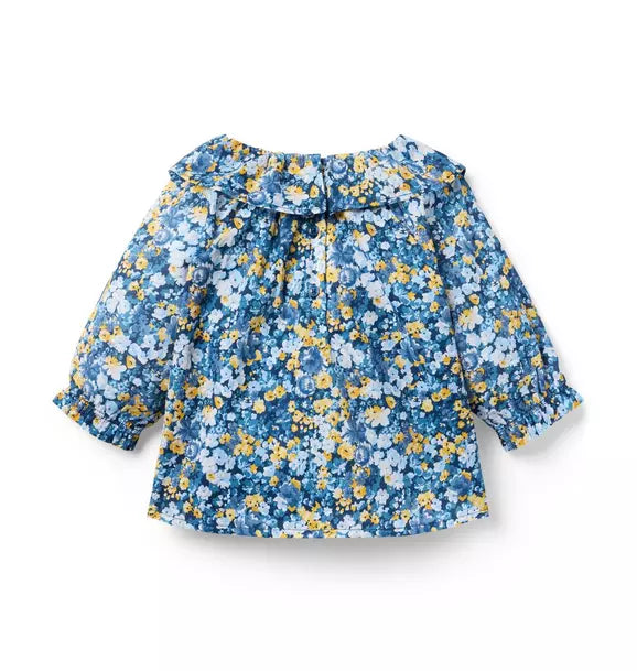 Floral Ruffle Collar Top
