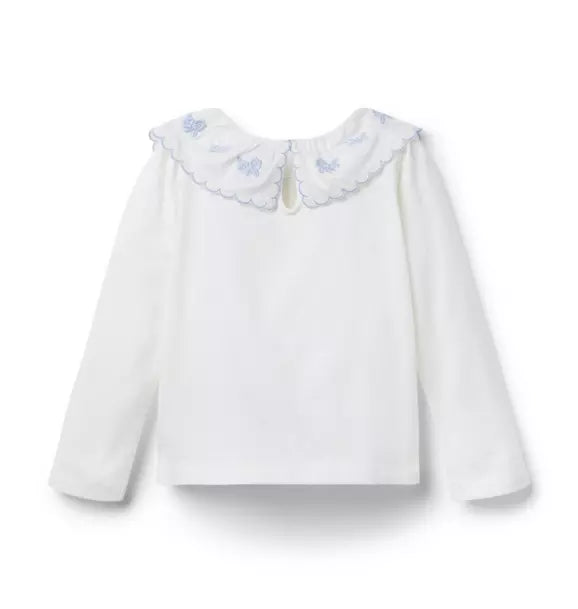 Embroidered Collar Top