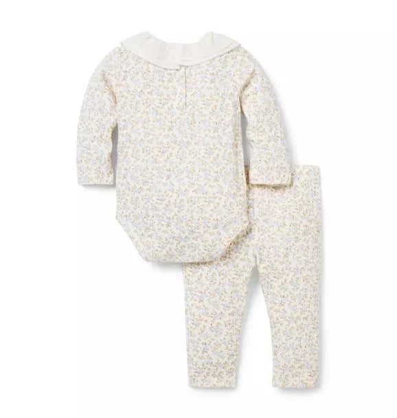 Baby Floral Ruffle Collar Matching Set