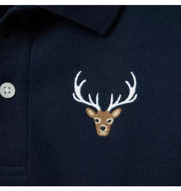 Embroidered Deer Pique Polo