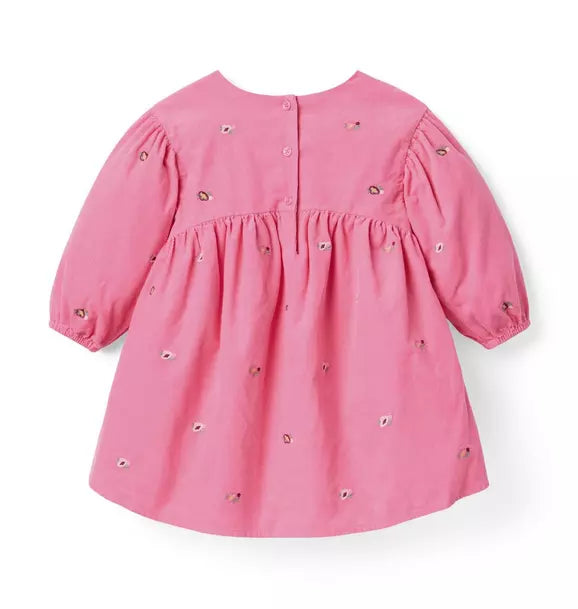 The Floral Embroidered Corduroy Dress