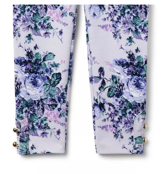Floral Button Cuff Ponte Pant