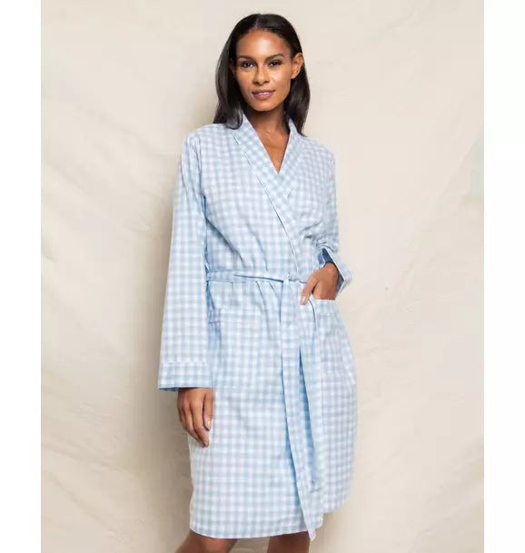Women's Light Blue Gingham Robe