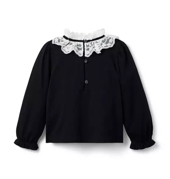 Lace Bow Collar Top