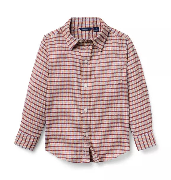Plaid Seersucker Twill Shirt
