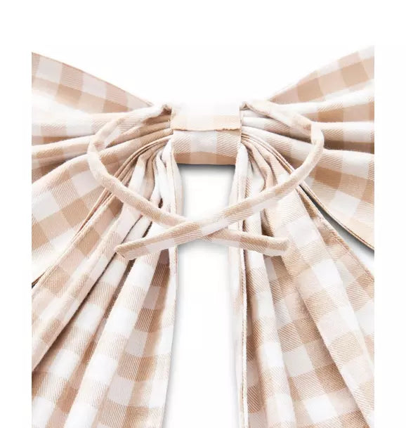 Wreath Bow in Camel Gingham