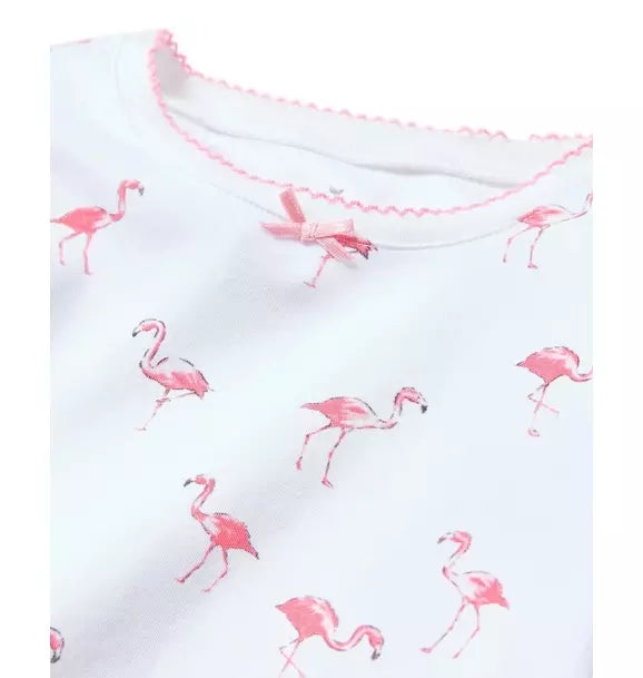 Kid's Pima Snug Fit Short Pajama Set in Flamingos