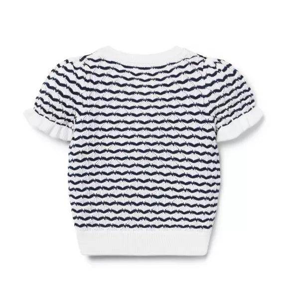 Wavy Striped Pointelle Sweater Top
