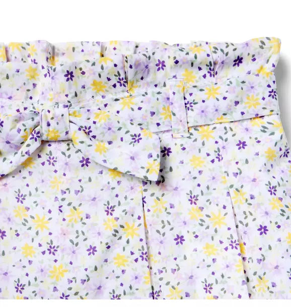 Ditsy Floral Pleated Paperbag Waist Short