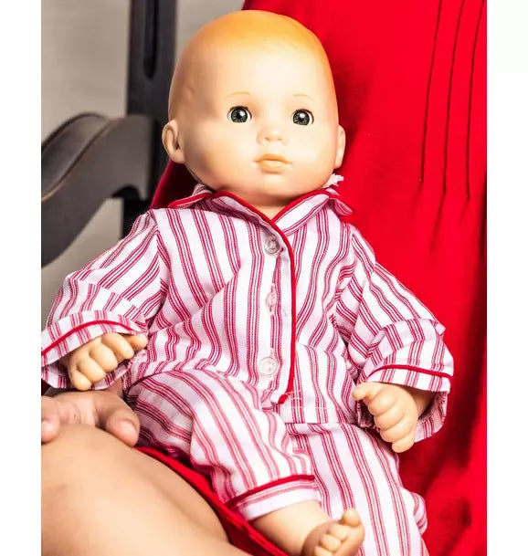 Doll Pajamas in Antique Red Ticking