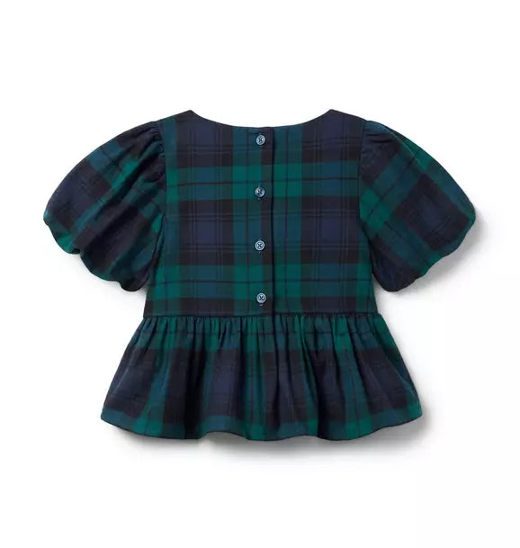 Tartan Peplum Bow Top