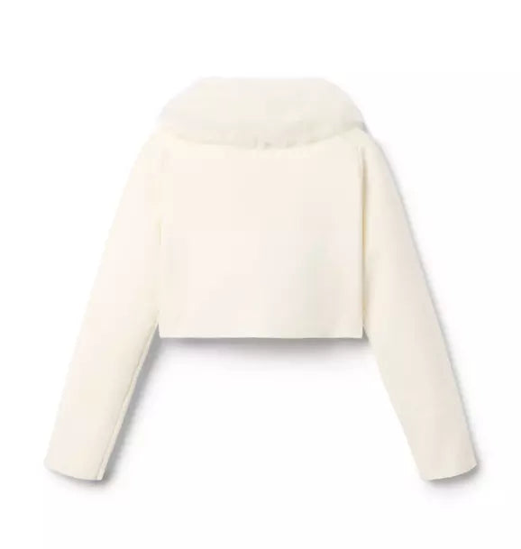 Faux Fur Collar Cropped Cardigan