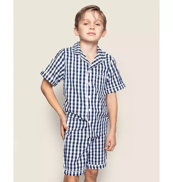 Navy Gingham Short Set