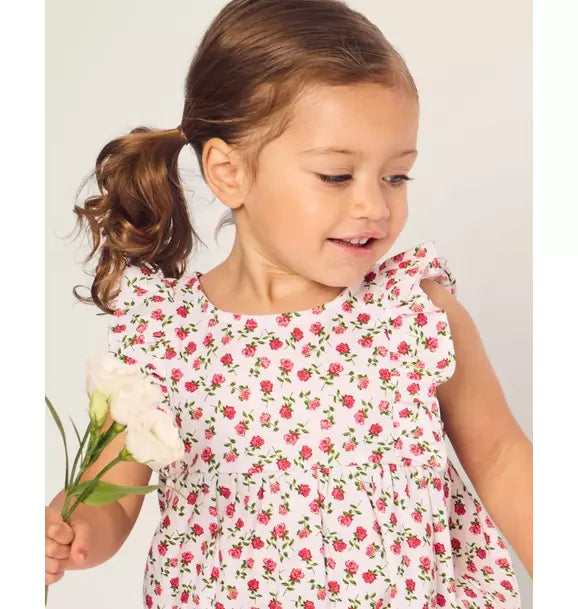 Infants Ruffled Romper in Petite Petals