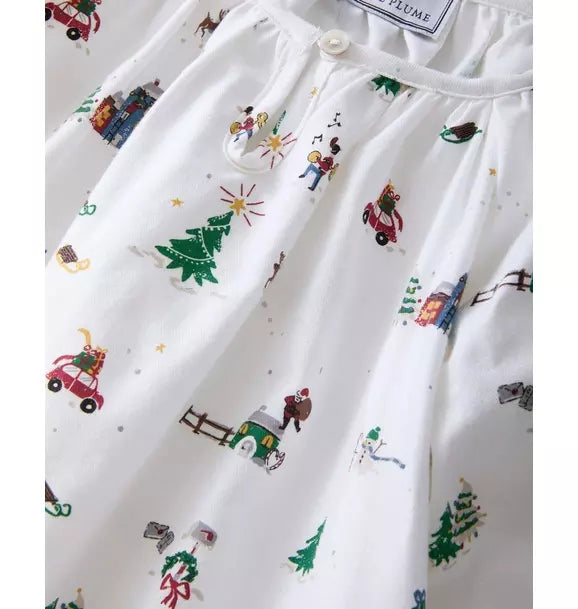 Girl's Twill Delphine Nightgown in Holiday Town