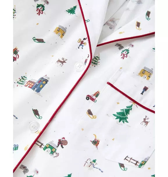Women's Twill Pajama Set in Holiday Town