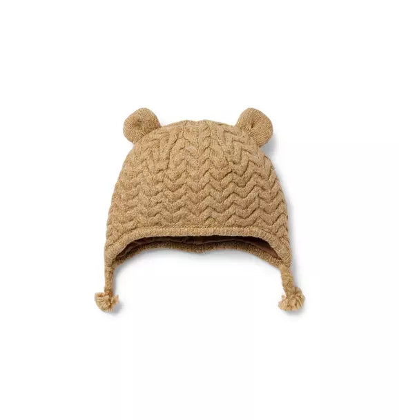 Baby Herringbone Knit Bear Ear Beanie
