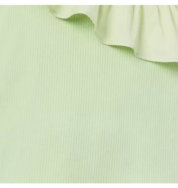 Ribbed Ruffle Shoulder Top