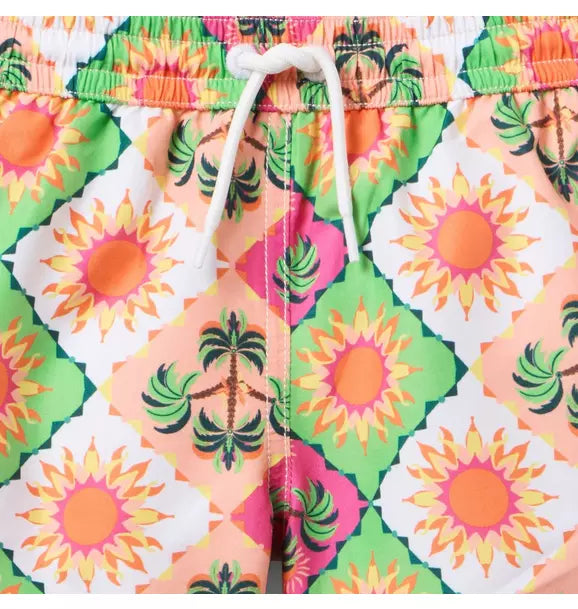 Recycled Palm Tile Swim Trunk