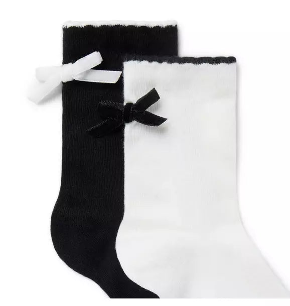Velvet Bow Sock 2-Pack