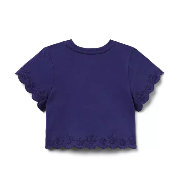 Embroidered Eyelet Trim Top