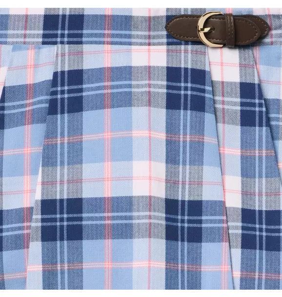 Plaid Pleated Buckle Skirt