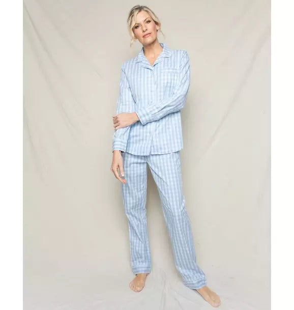 Women's Light Blue Gingham Pajama Set