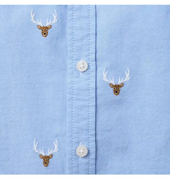 Embroidered Deer Oxford Shirt