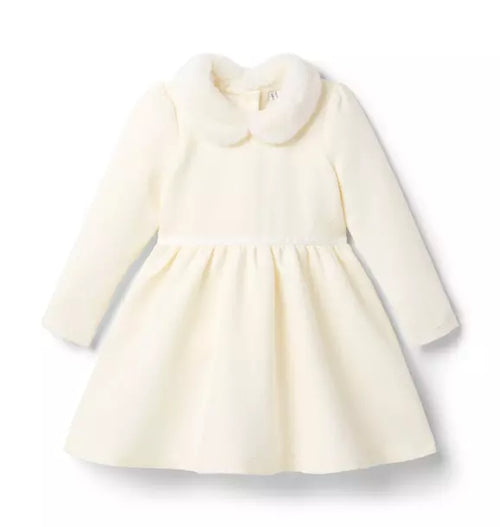 Quilted Faux Fur Collar Dress