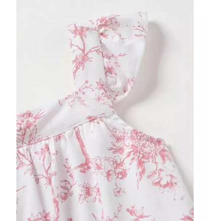 Girl's Twill Clara Short Set in Pink Timeless Toile