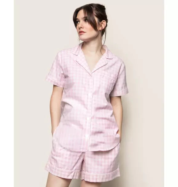 Women's Pink Gingham Short Set