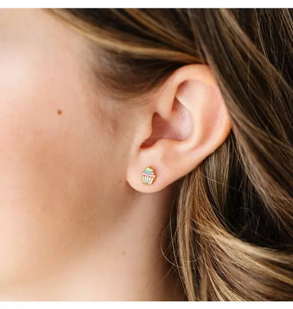 Rainbow Cupcake Stud Earring