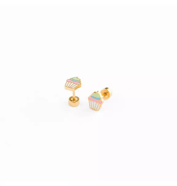 Rainbow Cupcake Stud Earring