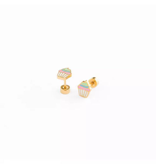 Rainbow Cupcake Stud Earring