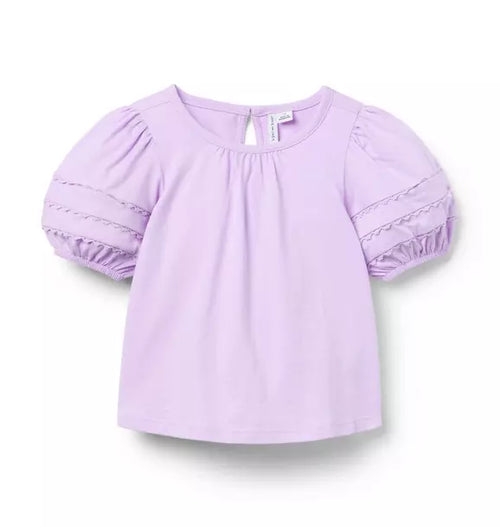 Lace Trim Puff Sleeve Top