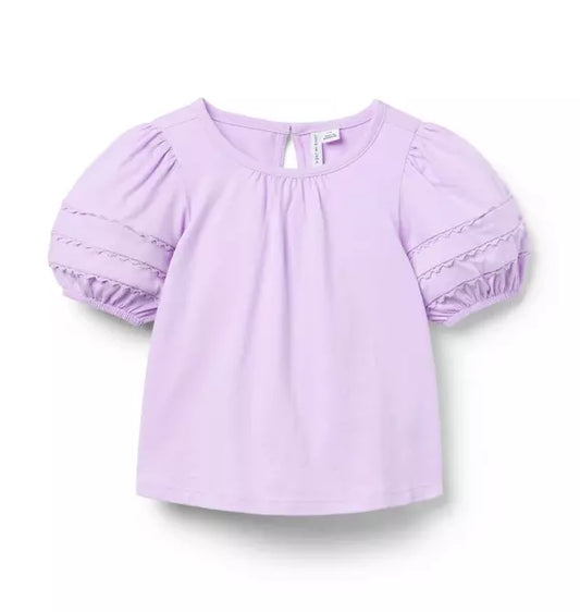 Lace Trim Puff Sleeve Top