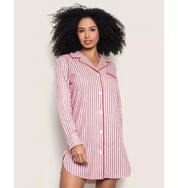 Women's Nightshirt in Antique Red Ticking