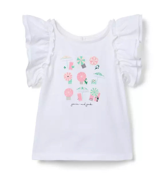 Beach Umbrella Ruffle Sleeve Tee